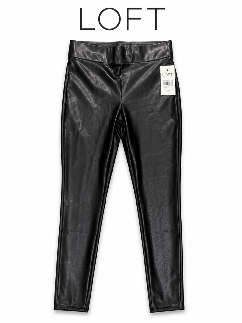 LOFT Black Faux Leather Leggings Pants Size Medium M NWT